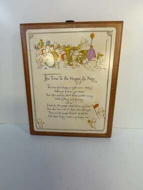Vintage Kewpie American Greetings Wooden Wall Plaque The Time To Be Happy Is Now